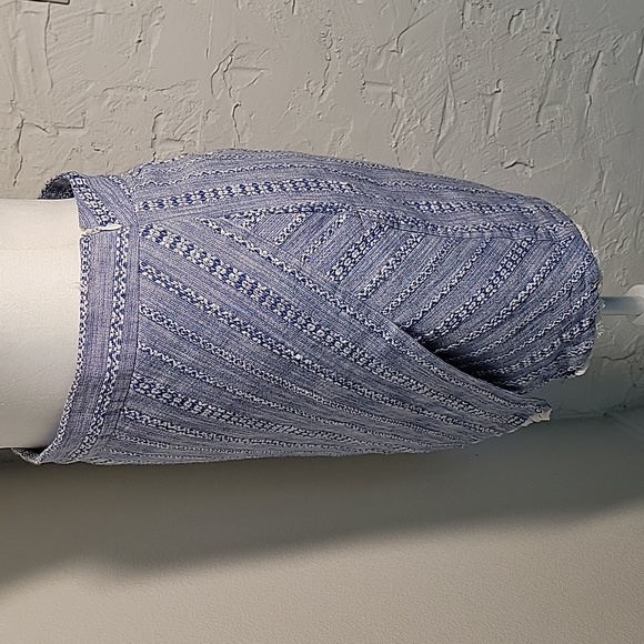 Ann Taylor Loft Mini Pencil Skirt Faux Wrap Lined Side Zip Blue White Chambray 4 - Picture 5 of 13